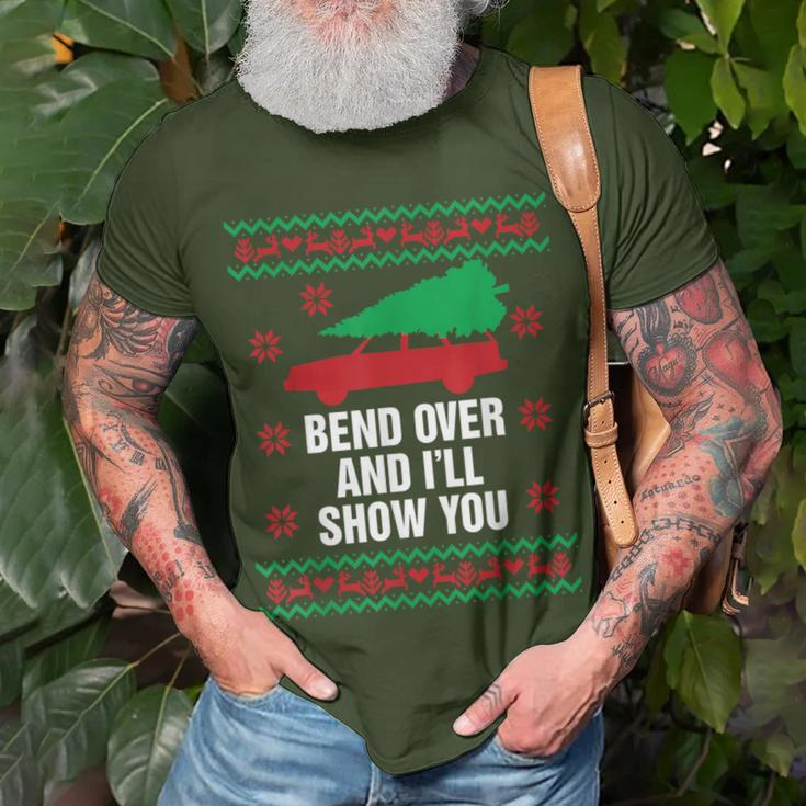 Bend Over And I'll Show You Christmas Couple Matching Family T-Shirt Gifts for Old Men
