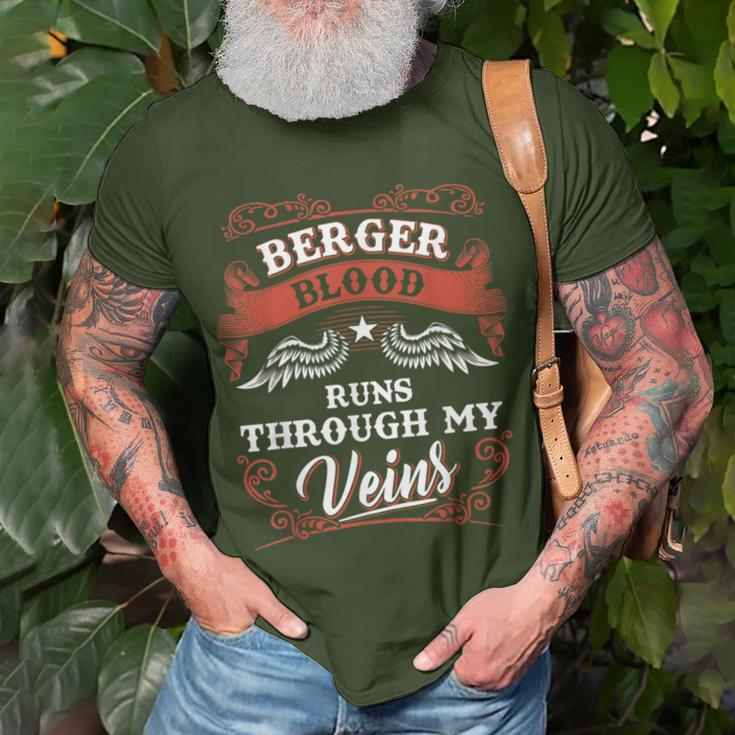 Berger Blood Runs Through My Veins Family Christmas T-Shirt Gifts for Old Men