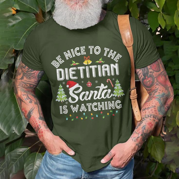 Christmas Be Nice To The Dietitian Santa Is Watching Xmas T-Shirt Gifts for Old Men
