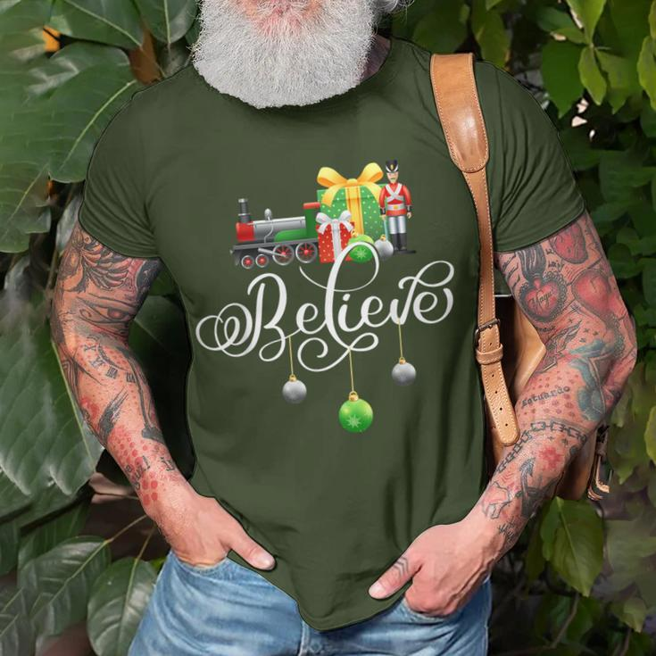 Christmas Train Christmas Believe Polar Express Xmas Santa T-Shirt Gifts for Old Men