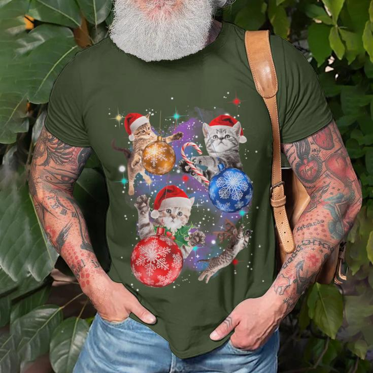 Cute Christmas Cats In Space Ornaments Graphic T-Shirt Gifts for Old Men