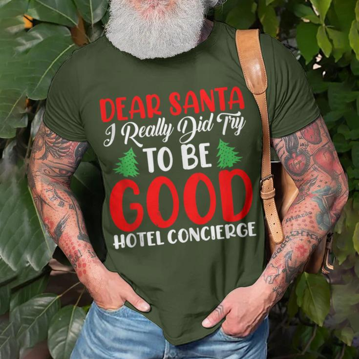 Dear Santa Really Did Try To Be A Good Hotel Concierge Xmas T-Shirt Gifts for Old Men