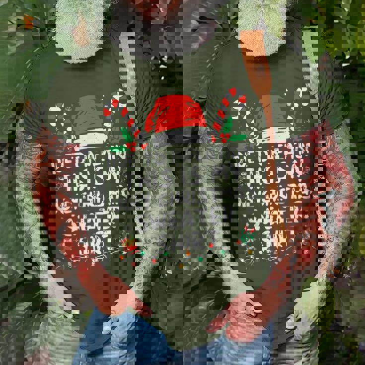 Due To Inflation This Is My Ugly Sweater For Christmas T-Shirt Gifts for Old Men