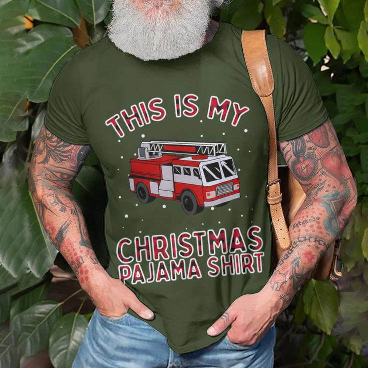 Firefighter Christmas Pajama Fire Truck Fireman T-Shirt Gifts for Old Men