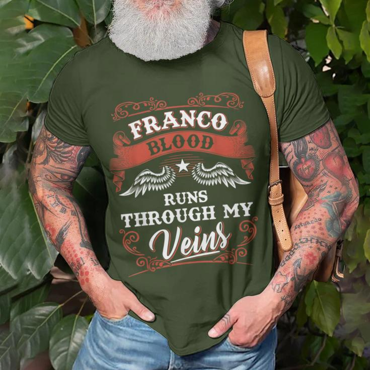 Franco Blood Runs Through My Veins Family Christmas T-Shirt Gifts for Old Men