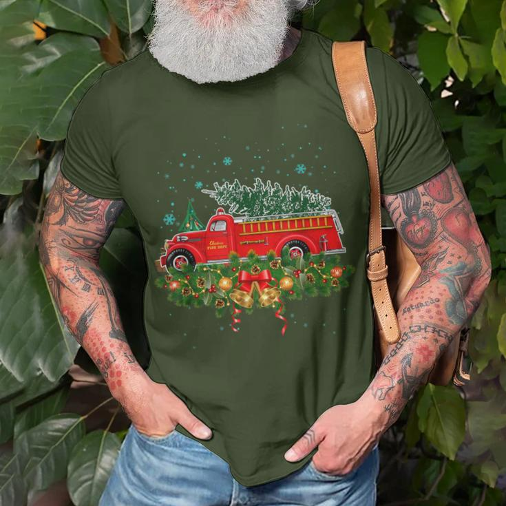 Xmas Lighting Tree Santa Ugly Fire Truck Christmas T-Shirt Gifts for Old Men