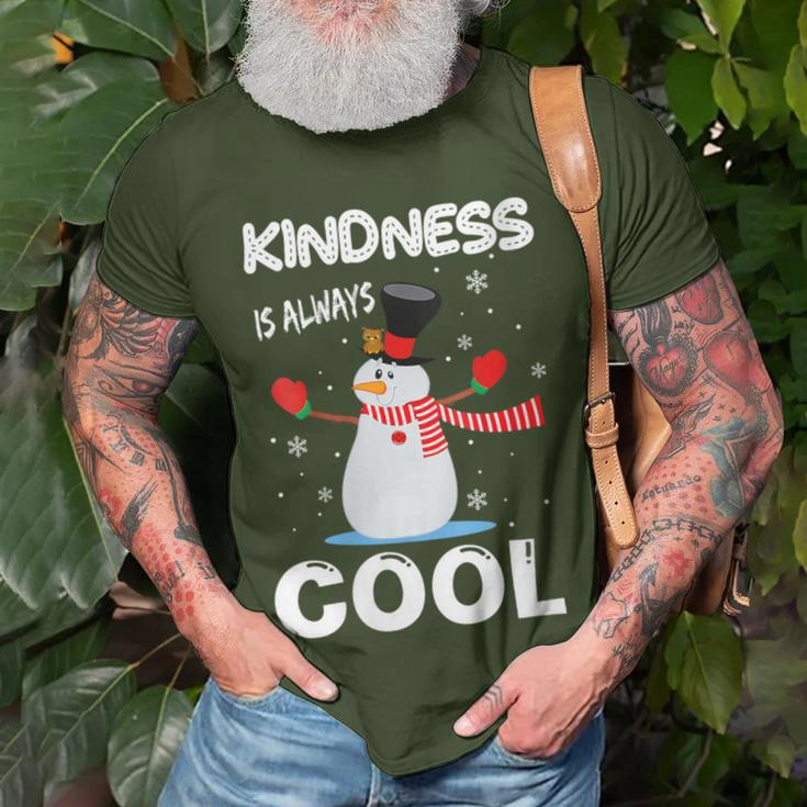 Kindness Is Always Cool Snowman Snowman Christmas T-Shirt Gifts for Old Men
