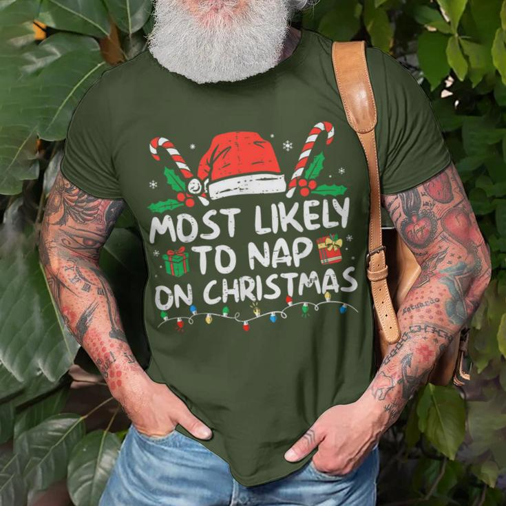 Most Likely To Nap On Christmas Family Christmas 2023 T-Shirt Gifts for Old Men