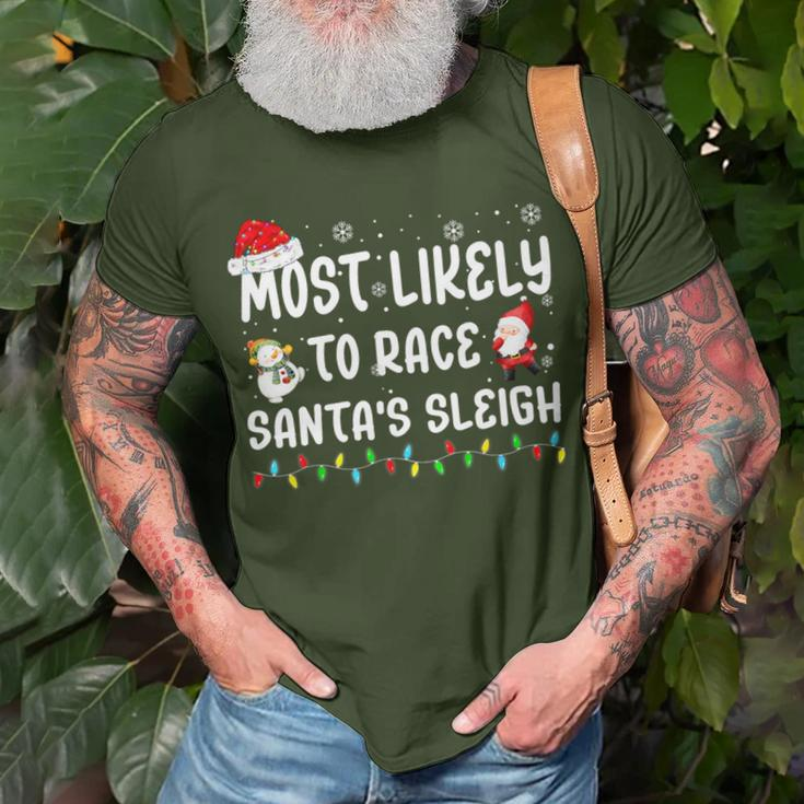 Most Likely To Race Santa's Sleigh Christmas Family Matching T-Shirt Gifts for Old Men