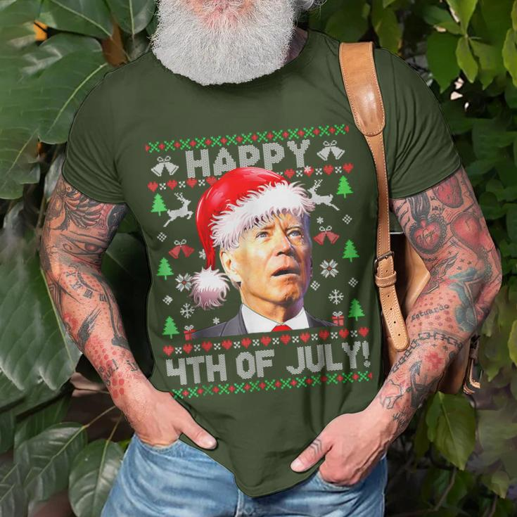 Merry Christmas Joe Biden Happy 4Th Of July Ugly Xmas T-Shirt Gifts for Old Men