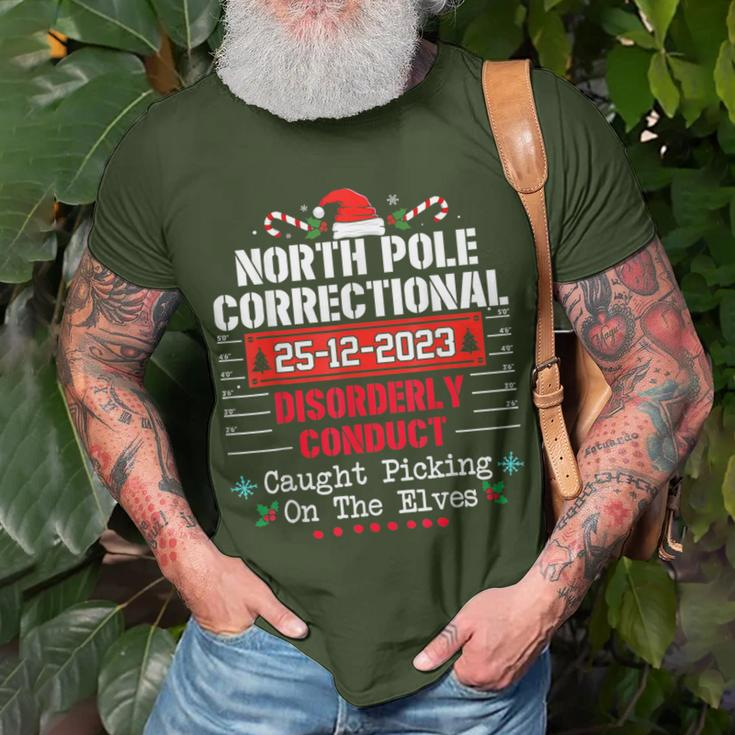 North Pole Correctional Disorderly Conduct Caught Elves Xmas T-Shirt Gifts for Old Men