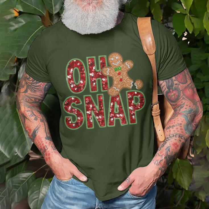 Red Cheerful Sparkly Oh Snap Gingerbread Christmas Cute Xmas T-Shirt Gifts for Old Men