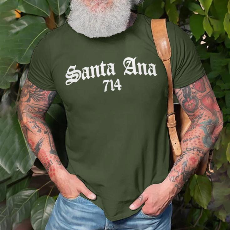 Santa Ana 714 Area Code Chicano Mexican Pride Biker Tattoo T-Shirt Gifts for Old Men