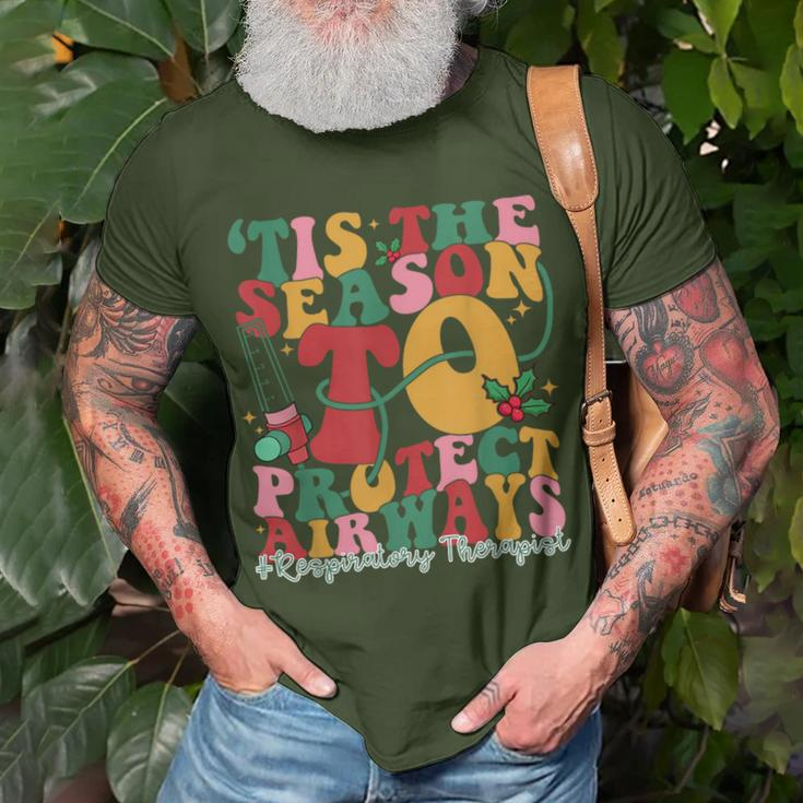 Tis The Season To Protect Airways Xmas Respiratory Therapist T-Shirt Gifts for Old Men