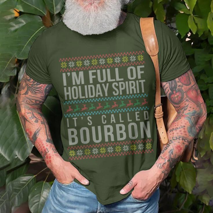 Ugly Christmas Drinking Bourbon Holiday Party T-Shirt Gifts for Old Men