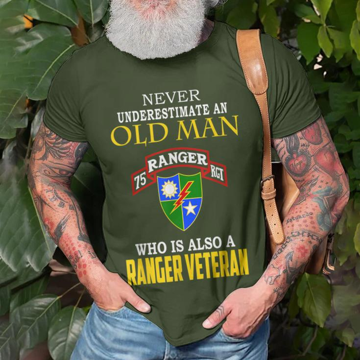 Never Underestimate A 75Th Ranger Ranger Veteran Christmas T-Shirt Gifts for Old Men
