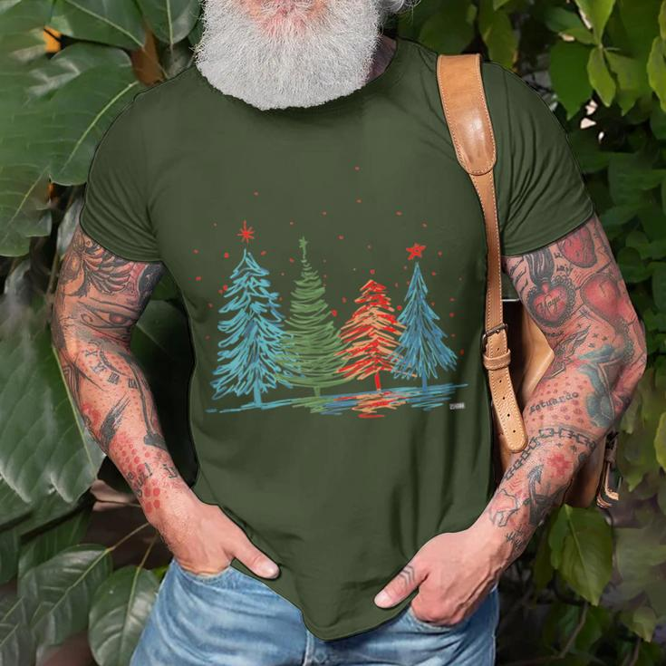 Vintage Christmas Trees Hand Drawing Christmas Trees T-Shirt Gifts for Old Men
