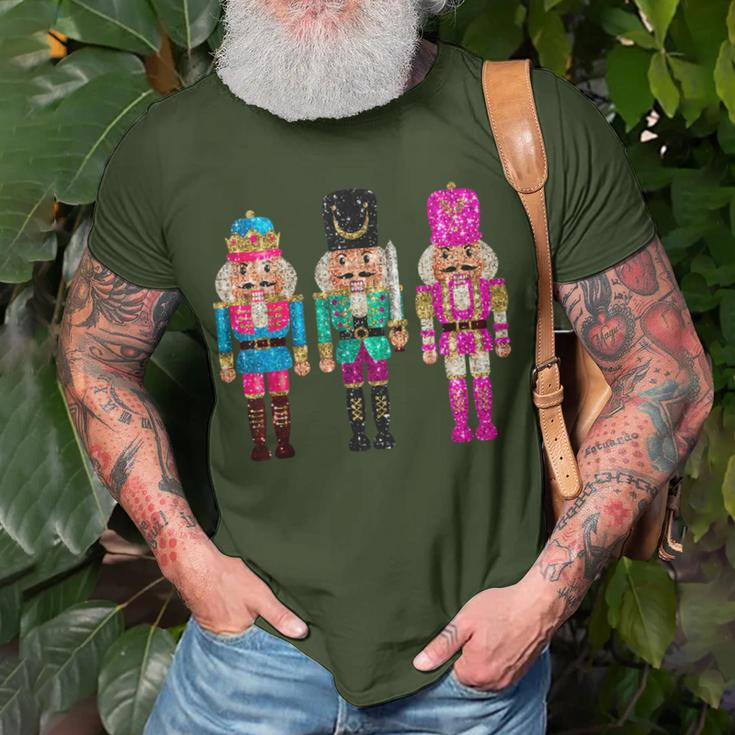 Vintage Sequin Cheerful Sparkly Nutcrackers Christmas T-Shirt Gifts for Old Men
