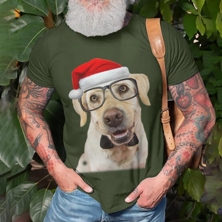 Yellow Lab Glasses Santa Hat Christmas Labrador Retriever T-Shirt Gifts for Old Men