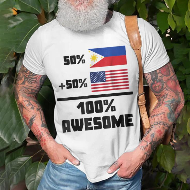 50 Filipino 50 American 100 Awesome Funny Flag Unisex T-Shirt Gifts for Old Men