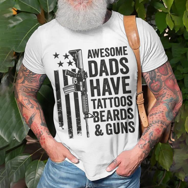 Awesome Dads Have Tattoos Beards & Guns Dad Gun T-shirt Gifts for Old Men