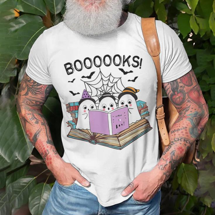 Boooks Cute Ghost Book Worm Nerd Halloween Spooky Party T-Shirt Gifts for Old Men