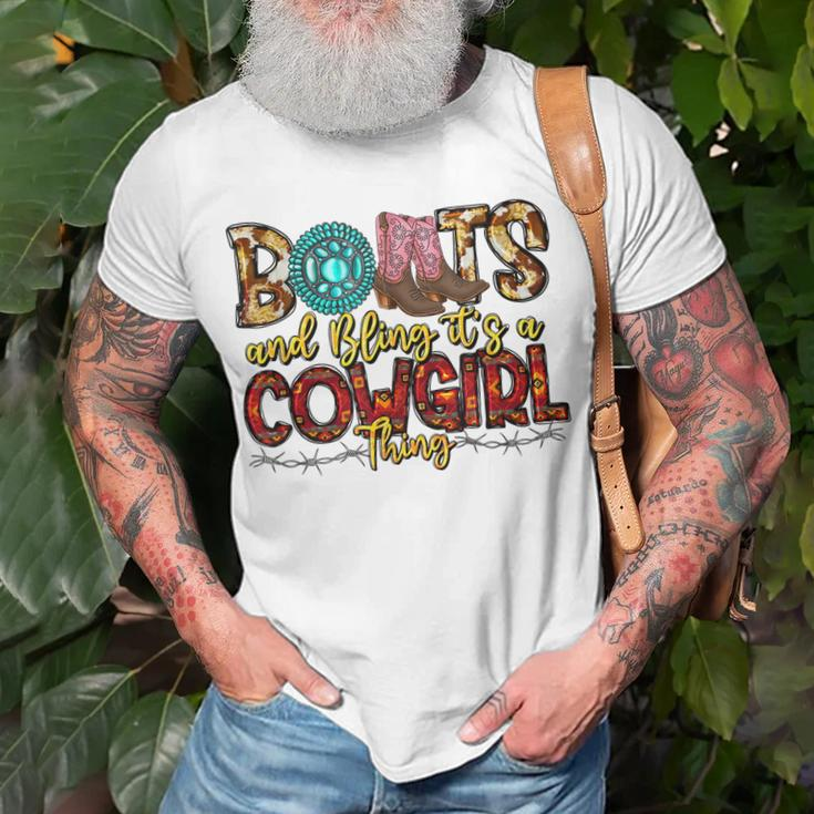 Boots And Bling Its A Cowgirl Thing Rodeo Western Country Unisex T-Shirt Gifts for Old Men