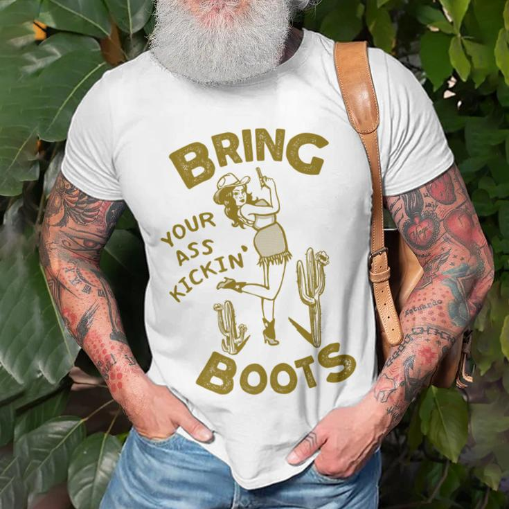 Bring Your Ass Kicking Boots Vintage Western Texas Cowgirl Unisex T-Shirt Gifts for Old Men