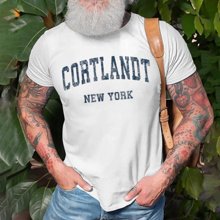 Cortlandt New York Ny Vintage Varsity Sports Navy T-Shirt Gifts for Old Men