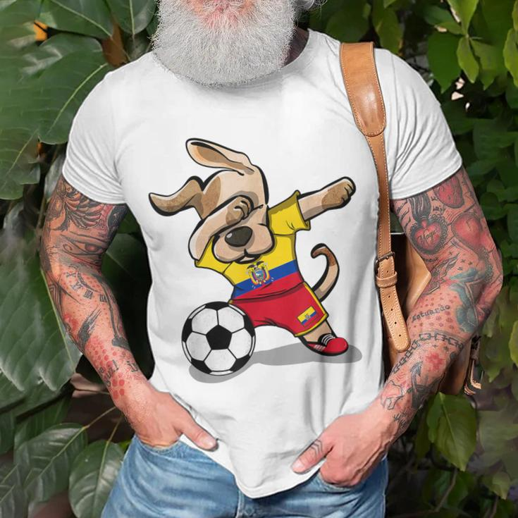 Dabbing Dog Ecuador Soccer Fans Jersey Ecuadorian Football T-Shirt Gifts for Old Men