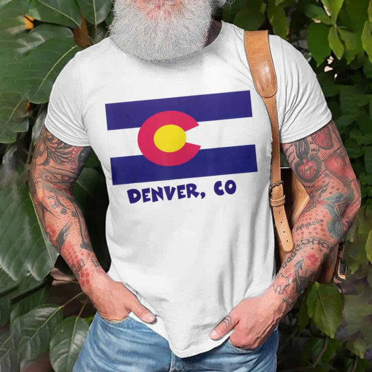 Denver Colorado Usa Flag Souvenir T-Shirt Gifts for Old Men