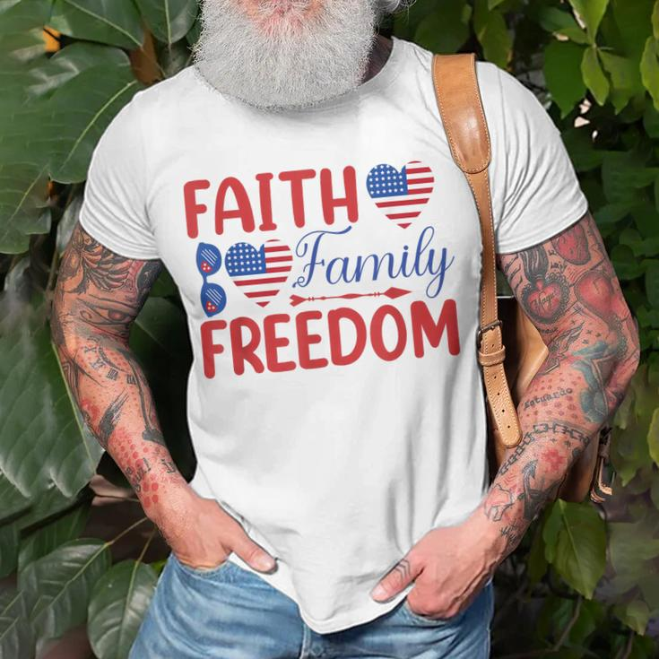 Faith Family Freedom Usa Flag July 4Th American Independence Unisex T-Shirt Gifts for Old Men