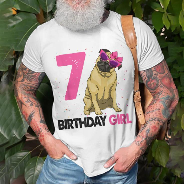 Funny 7Th Birthday Girl Pug Birthday Party Gift Gifts For Pug Lovers Funny Gifts Unisex T-Shirt Gifts for Old Men