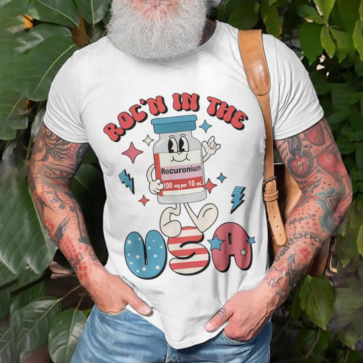 Funny Retro Vial Rocn In The Usa Happy 4Th Of July Vibes Unisex T-Shirt Gifts for Old Men