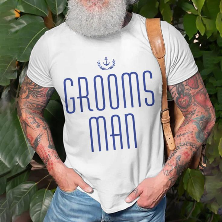 Groomsman Nautical With Anchor Navy Blue Unisex T-Shirt Gifts for Old Men