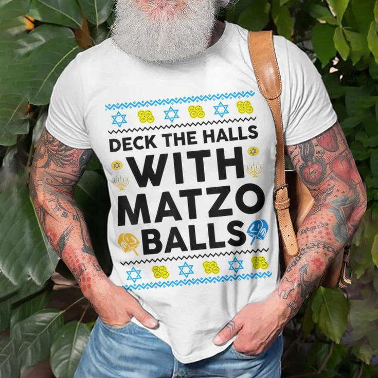 Hanukkah Deck Hall With Matzo Ball Ugly Sweater Jewish T-Shirt Gifts for Old Men