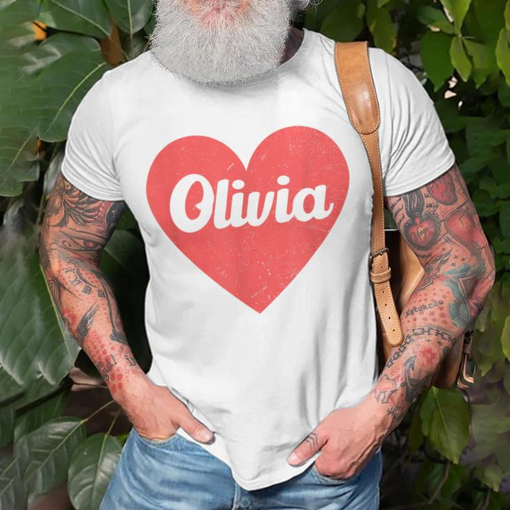 I Heart Olivia First Names And Hearts I Love Olivia Unisex T-Shirt Gifts for Old Men