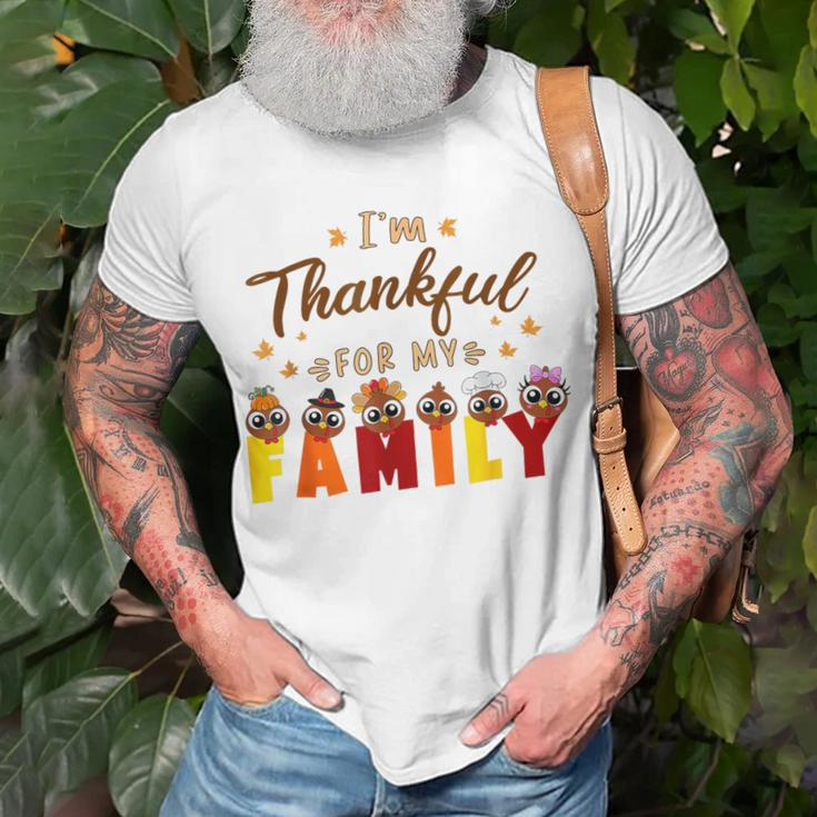 I'm Thankful For My Family Thanksgiving Day Turkey Thankful T-Shirt Gifts for Old Men