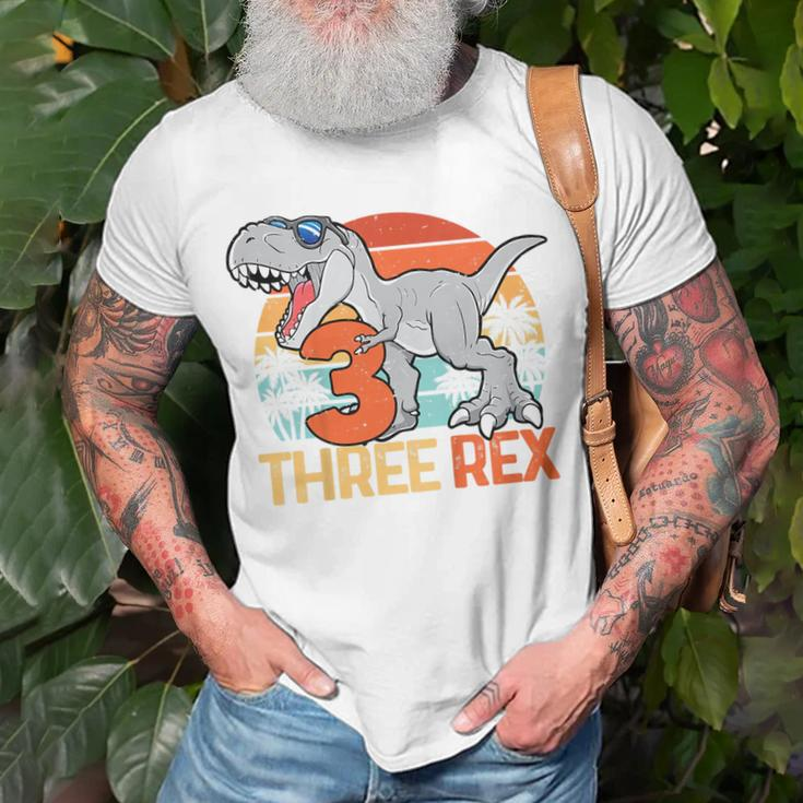 Kids Boys Three Rex 3Rd Birthday Third Dinosaur 3 Year Old Unisex T-Shirt Gifts for Old Men