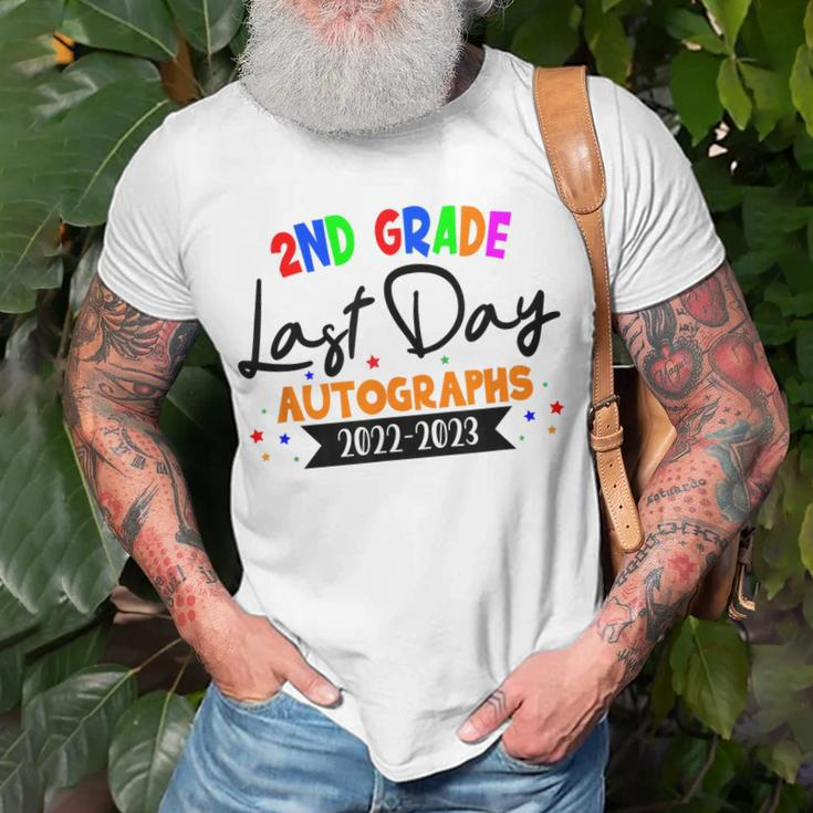 Last Day Of School 2023 Autograph 2Nd Grade Graduation Party Unisex T-Shirt Gifts for Old Men
