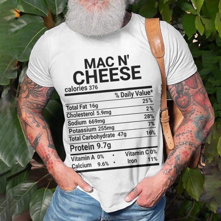 Mac N Cheese Nutrition Fact Gift Funny Thanksgiving Costume Thanksgiving Funny Gifts Unisex T-Shirt Gifts for Old Men