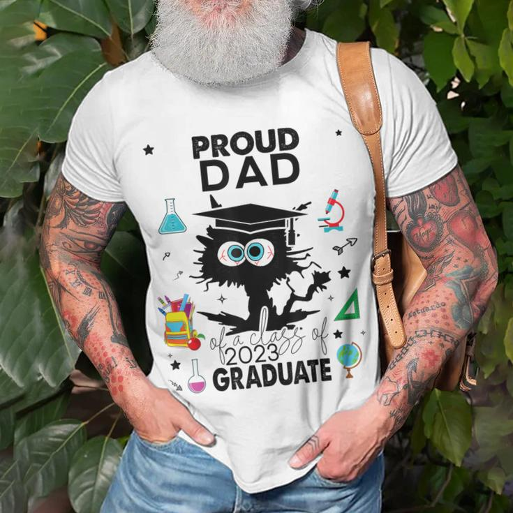 Proud Dad Of A Class Of 2023 Graduate Cool Funny Black Cat Unisex T-Shirt Gifts for Old Men