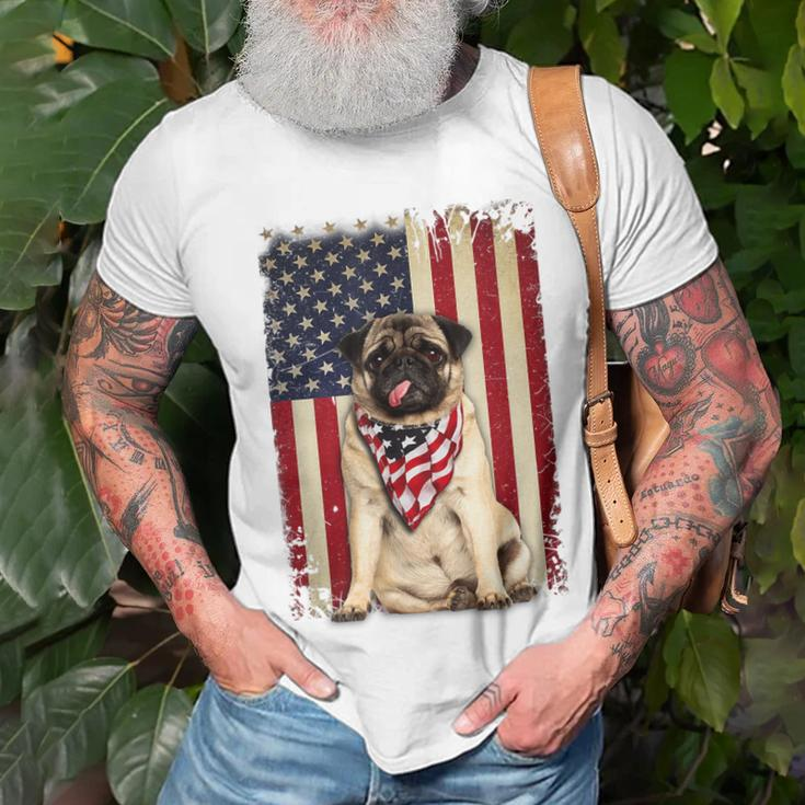 Pug American Flag 4Th Of July Independence Unisex T-Shirt Gifts for Old Men