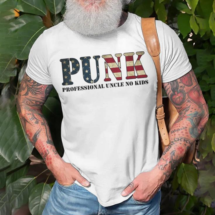 Punk Professional Uncle No Kids Funny Uncle American Flag Gift For Mens Unisex T-Shirt Gifts for Old Men
