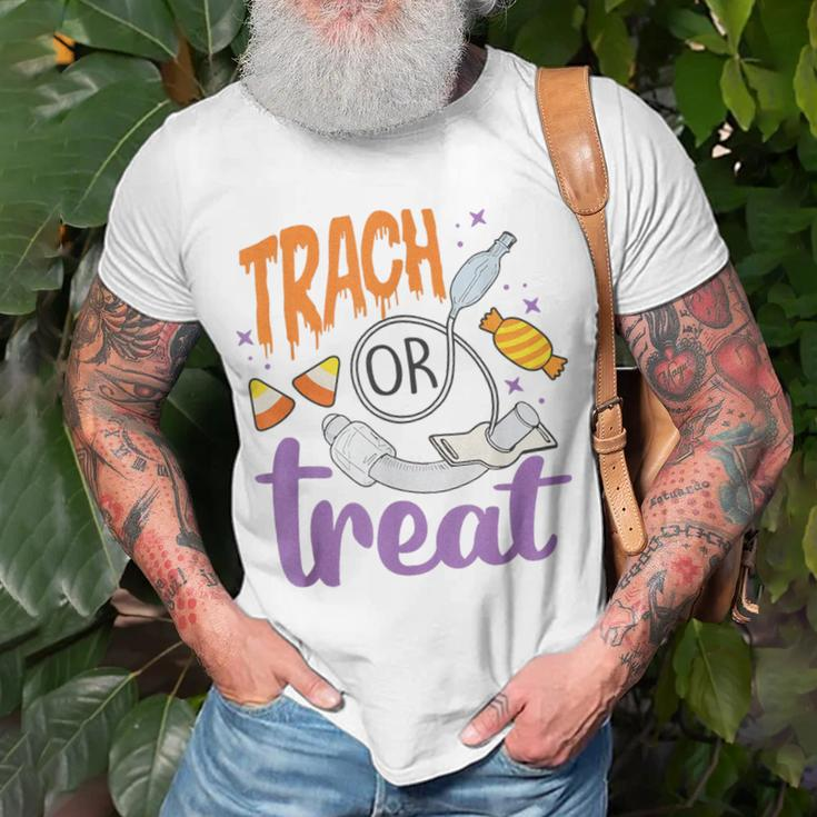 Respiratory Therapist Halloween Trach Or Treat Pulmonary T-Shirt Gifts for Old Men