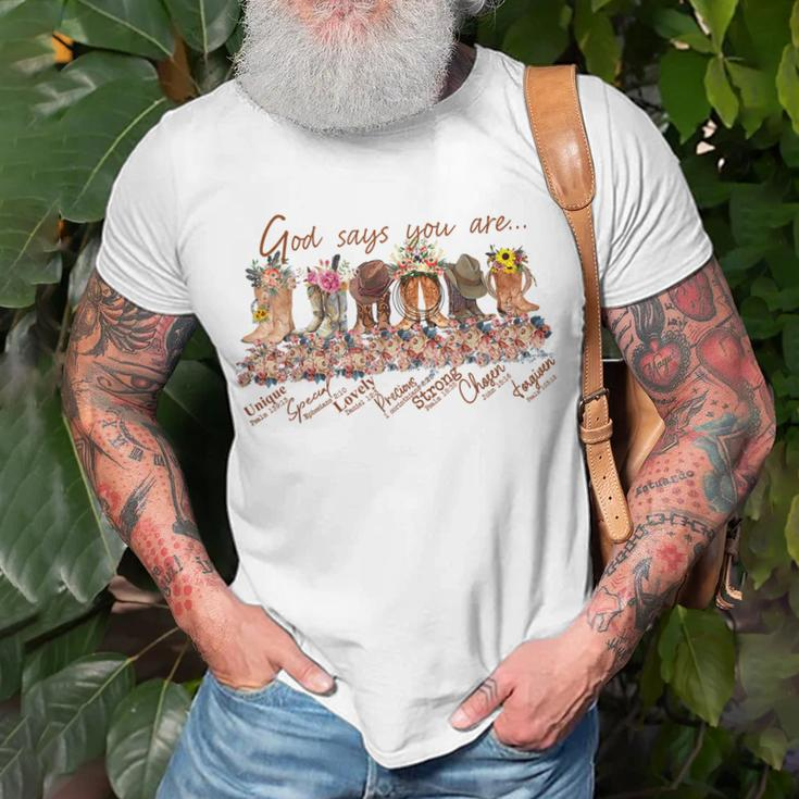 Retro Western Cowgirl Boots God Say You Are Cowboy Christian Unisex T-Shirt Gifts for Old Men