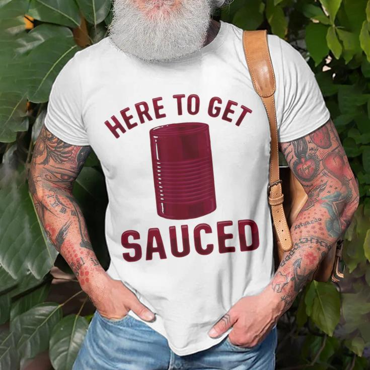 Here To Get Sauced Cranberry Sauce Thanksgiving Food T-Shirt Gifts for Old Men