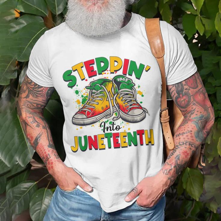 Steppin Into Junenth Like My Ancestors Shoes Unisex T-Shirt Gifts for Old Men
