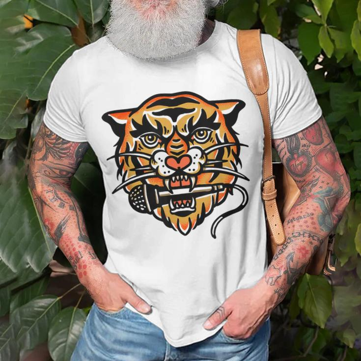 Tiger Microphone For Musician Singer Shred Guitar Man T-Shirt Gifts for Old Men