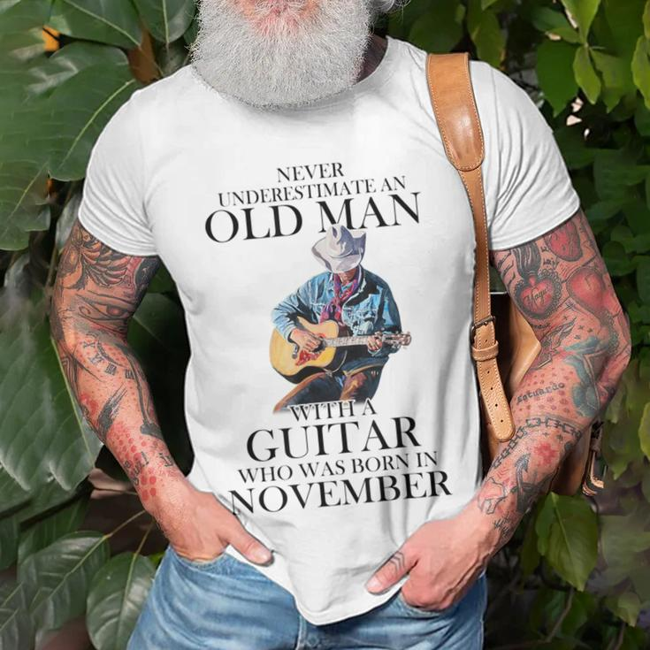 Never Underestimate A November Man With A Guitar T-Shirt Gifts for Old Men